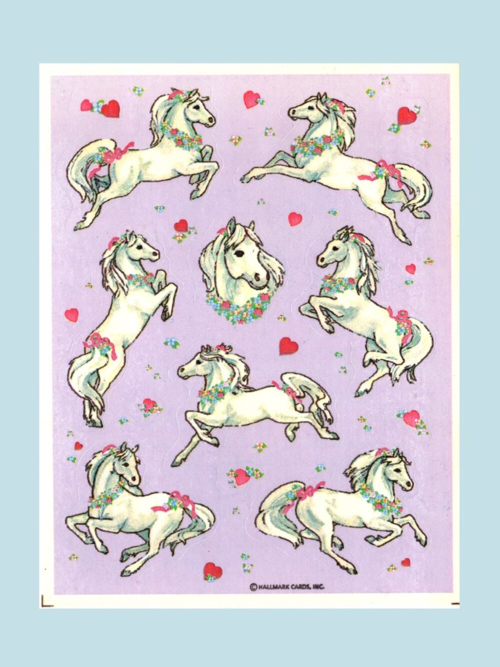 Hallmark Vintage 1986 White Horse Sticker Sheet